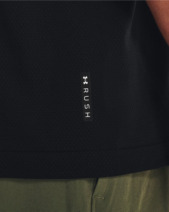 เสื้อแขนสั้น UA RUSH™ Seamless Legacy สำหรับผู้ชาย in Black image number 3